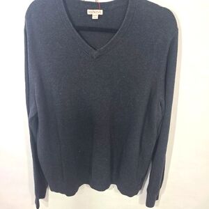 Merona Men's Size XL Gray Sweater Cotton and Wool Long Sleeve‎ V-Neck Top